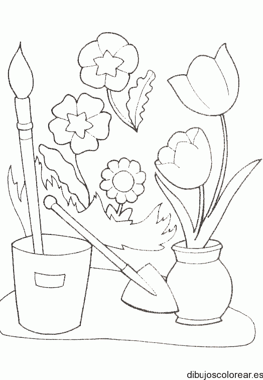 Dibujo de jarrones con flores