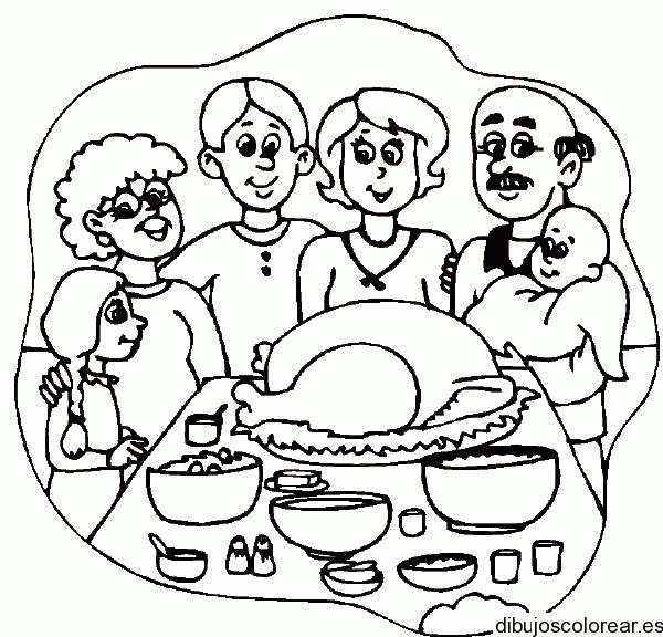 Dibujo de la familia y la cena