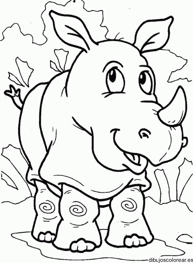 Dibujo de un rinoceronte en un jardín