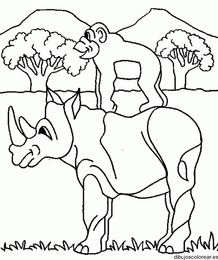 Dibujo de un rinoceronte y un jabalí