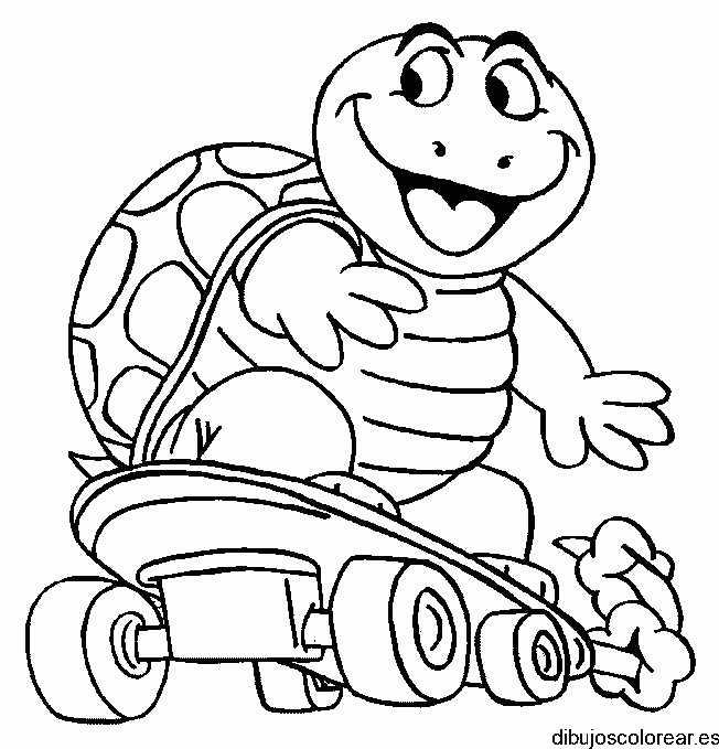 Dibujo de una tortuga en monopatín