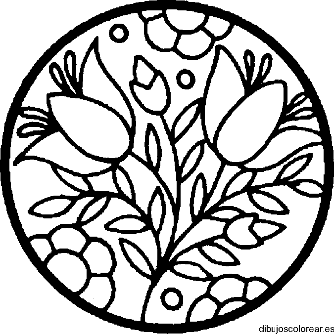 Dibujo de vidriera con flores