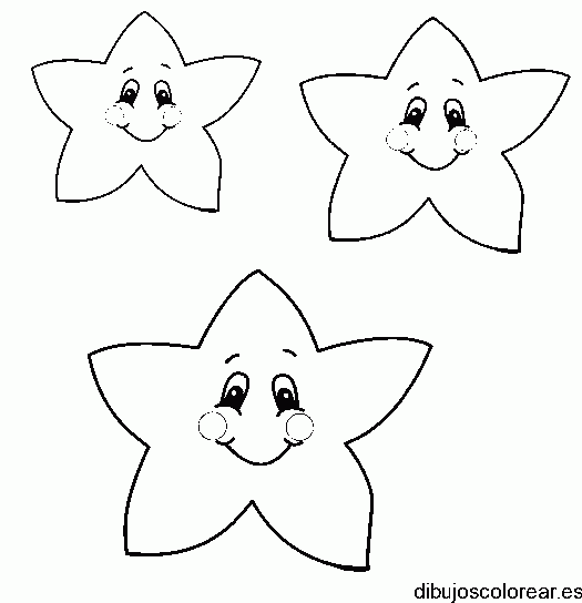 Dibujo de tres estrellas sonrientes