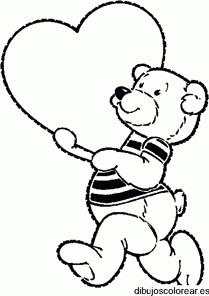 Dibujo de un oso transportando un corazón