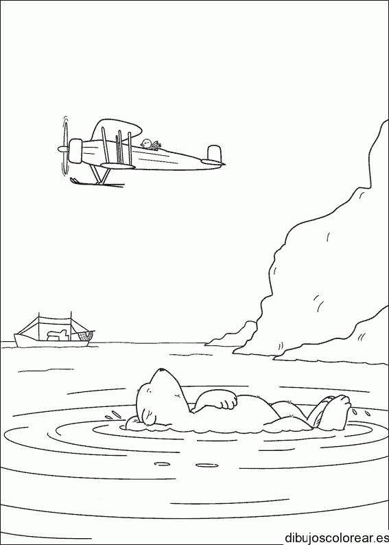 Dibujo de un oso flotando