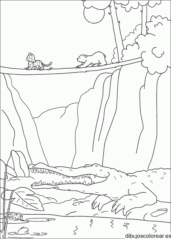 Dibujo de un oso en un puente