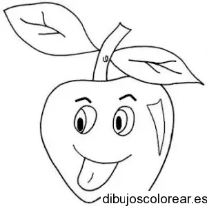 Dibujo de una manzana sacando la lengua 