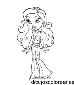 Dibujo de una muñeca Bratz con pantalones