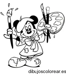 Dibujo de Mickey Mouse pintor 