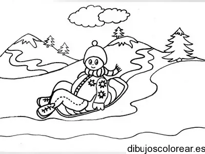 Dibujo de niño jugando en la nieve