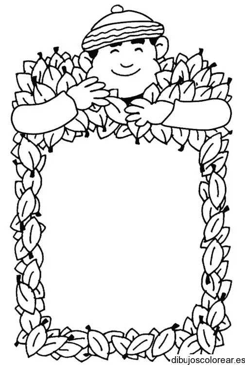 Dibujo de un niño con hojas
