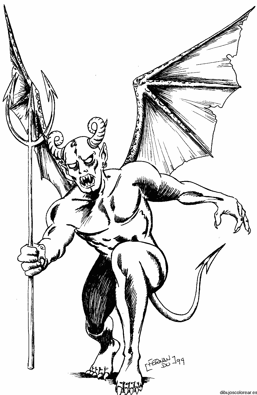 Dibujo de un demonio negro