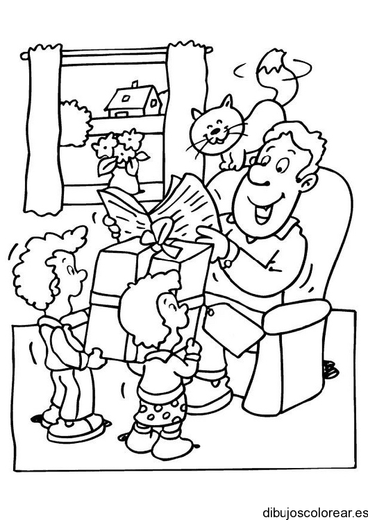 Dibujo de un padre y sus hijas