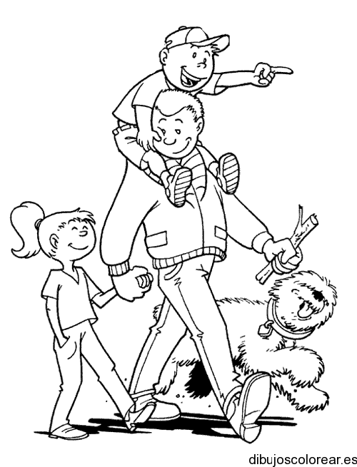 Dibujo de una familia de paseo