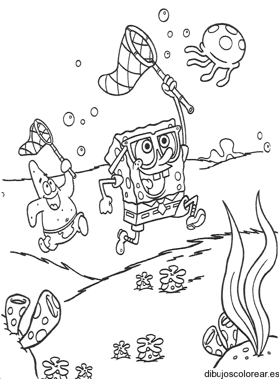 Dibujo de Bob Esponja y Patricio pescando
