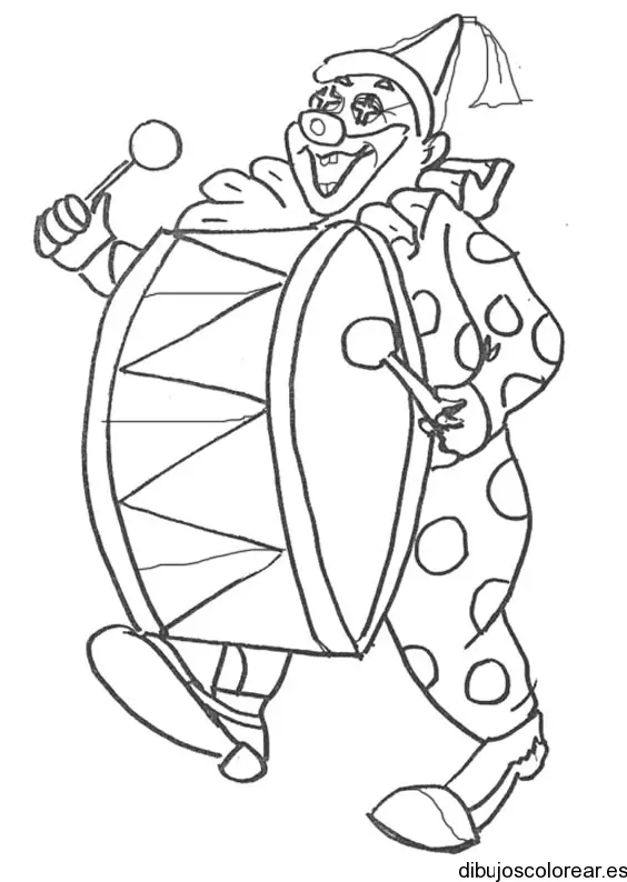Dibujo de payaso con un tambor