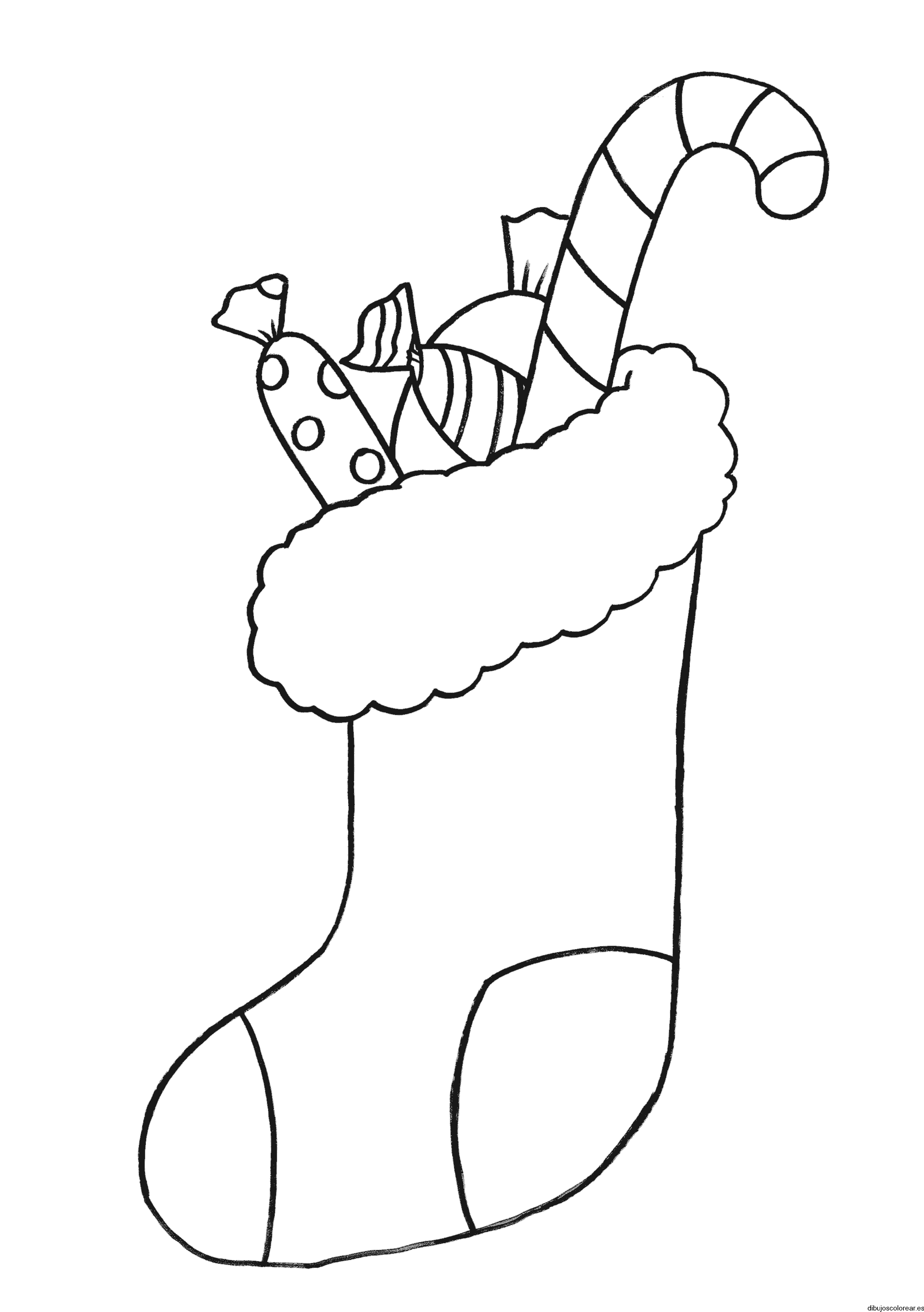 Dibujo de un calcetín con dulces