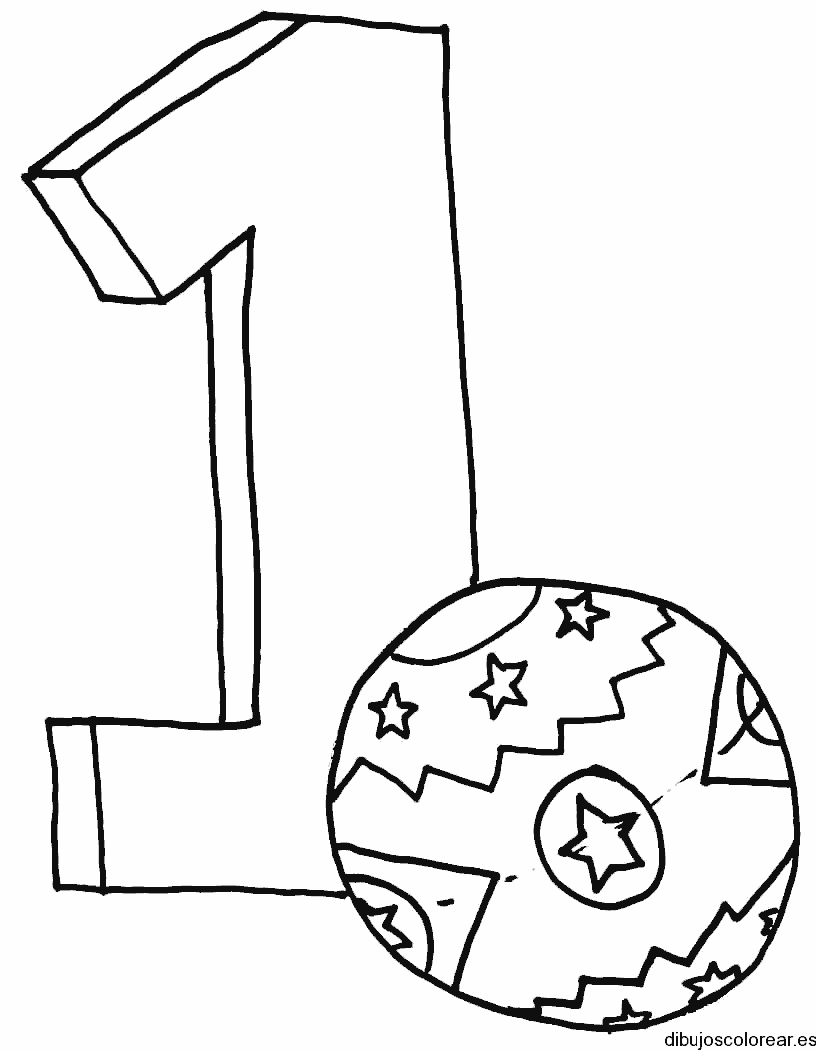 Dibujo del número 1 con un balón