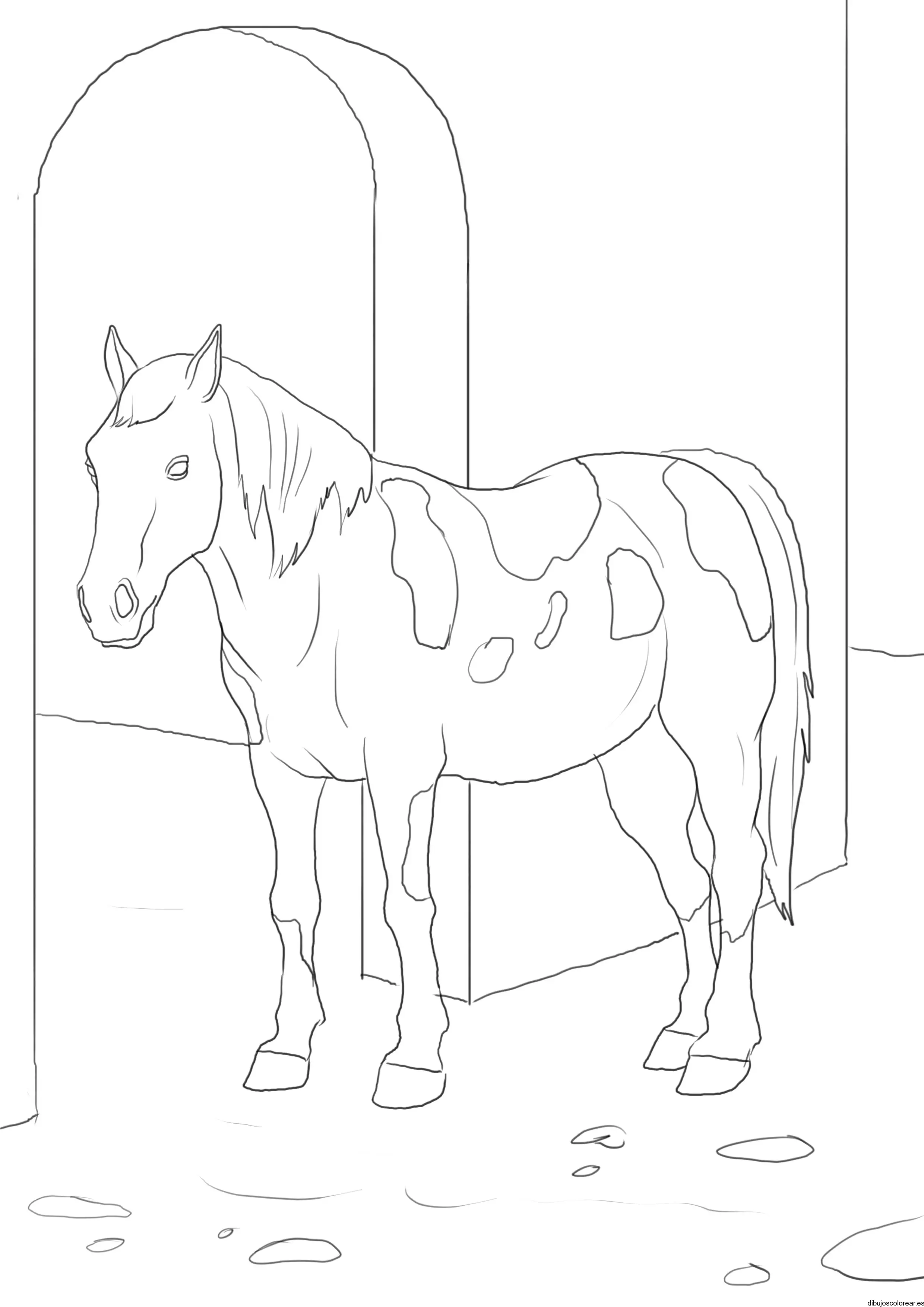 Dibujo de un caballo en un establo
