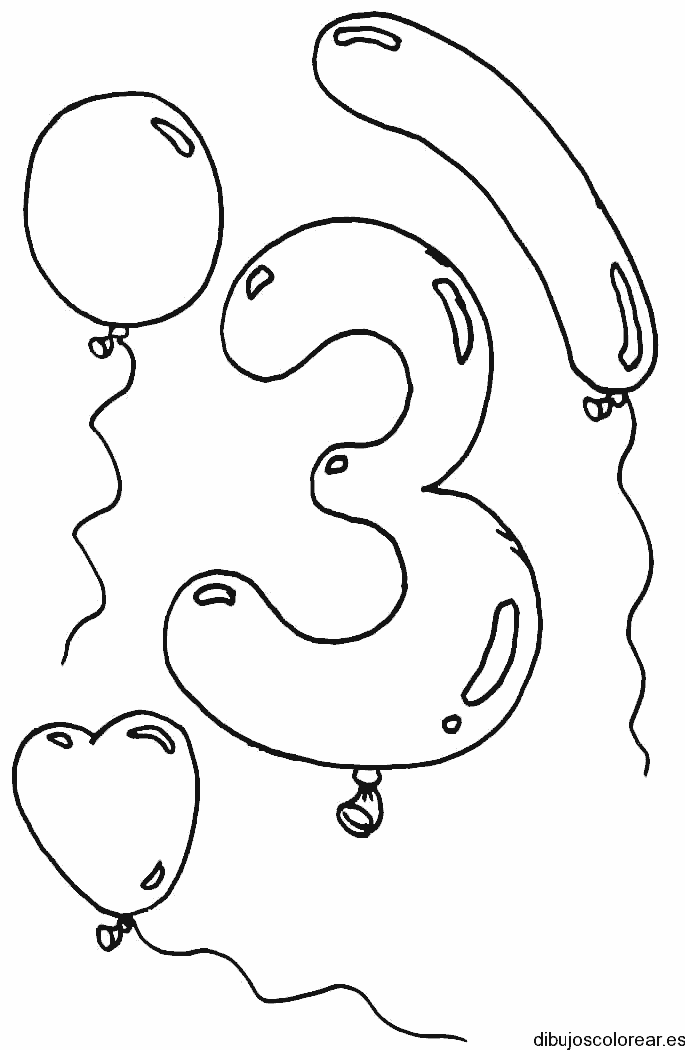 Dibujo del No. 3 con globos