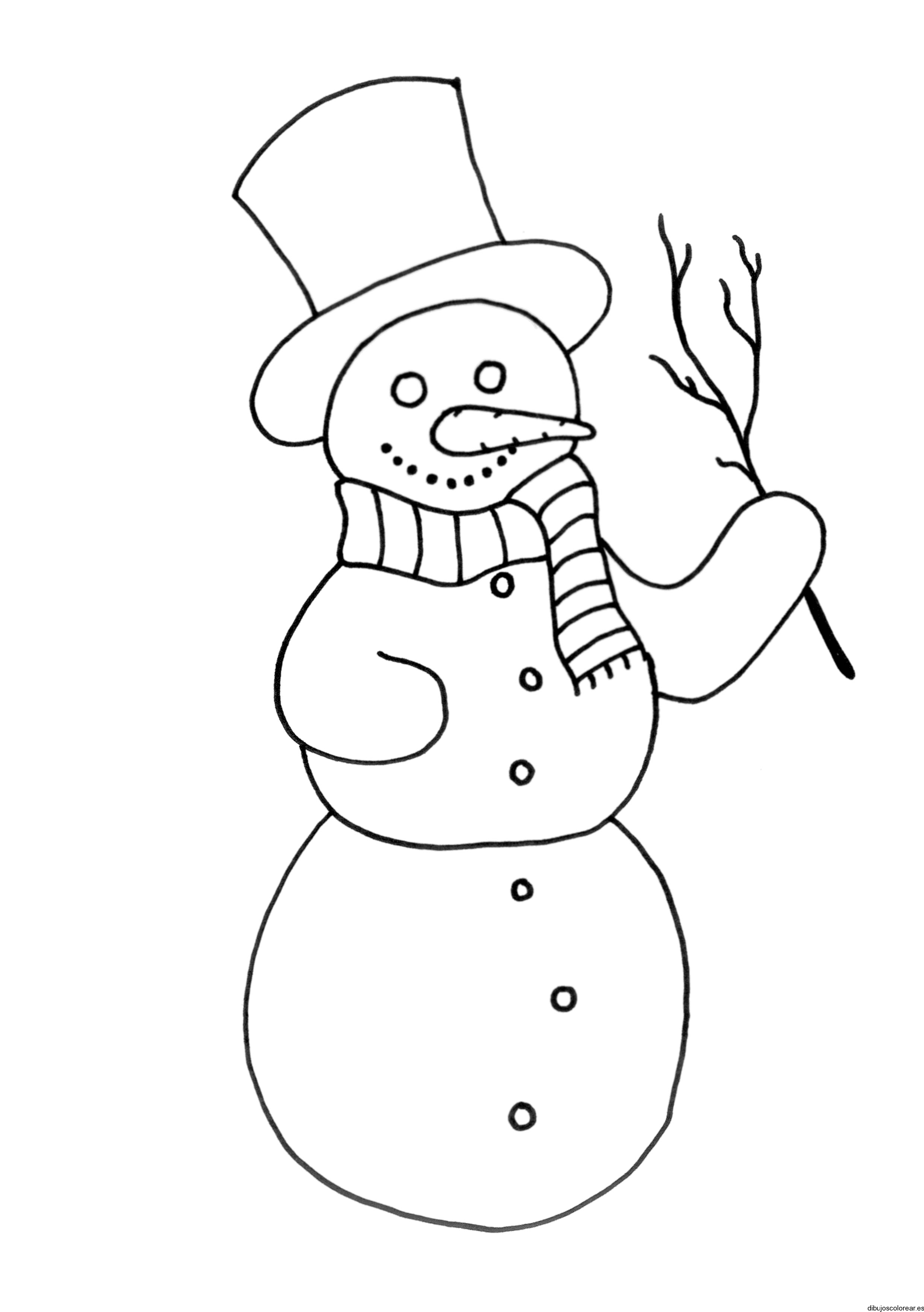 Dibujo de un hombre de nieve con una rama