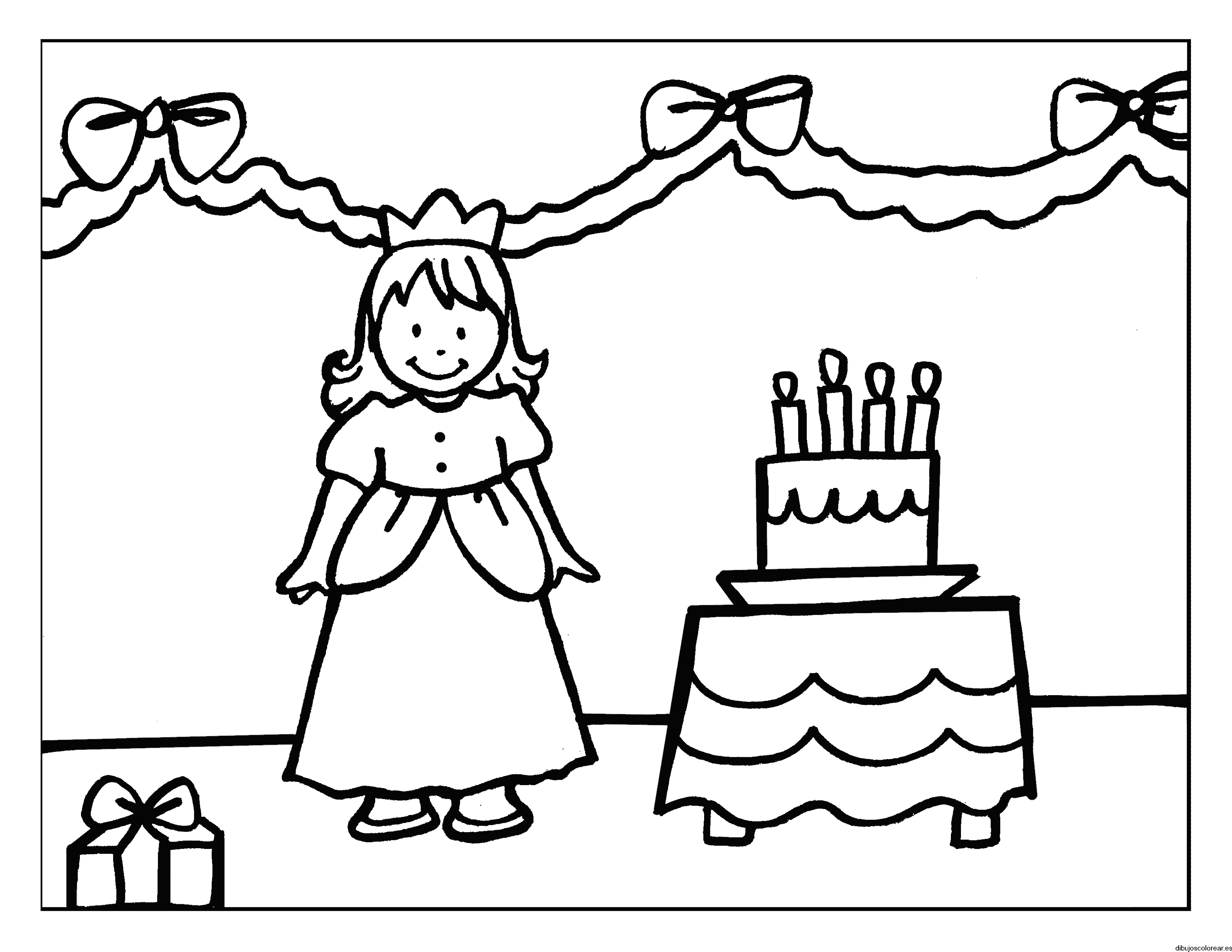 Dibujo de príncesa celebrando cumpleaños