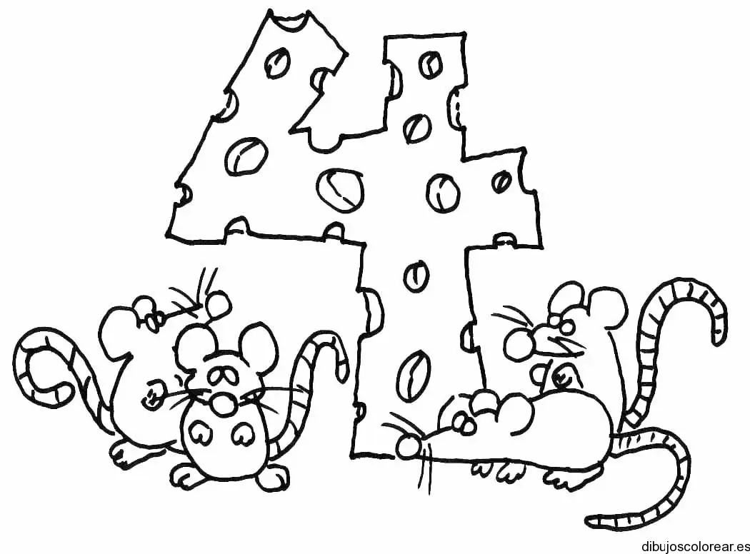 Dibujo del número 4 de queso