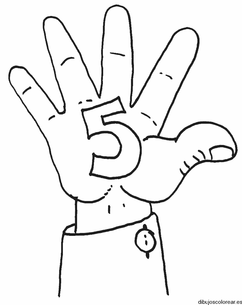 Dibujo del número 5 en una mano