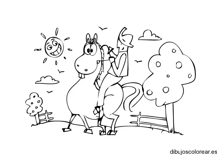 Dibujo de un caballo con jinete