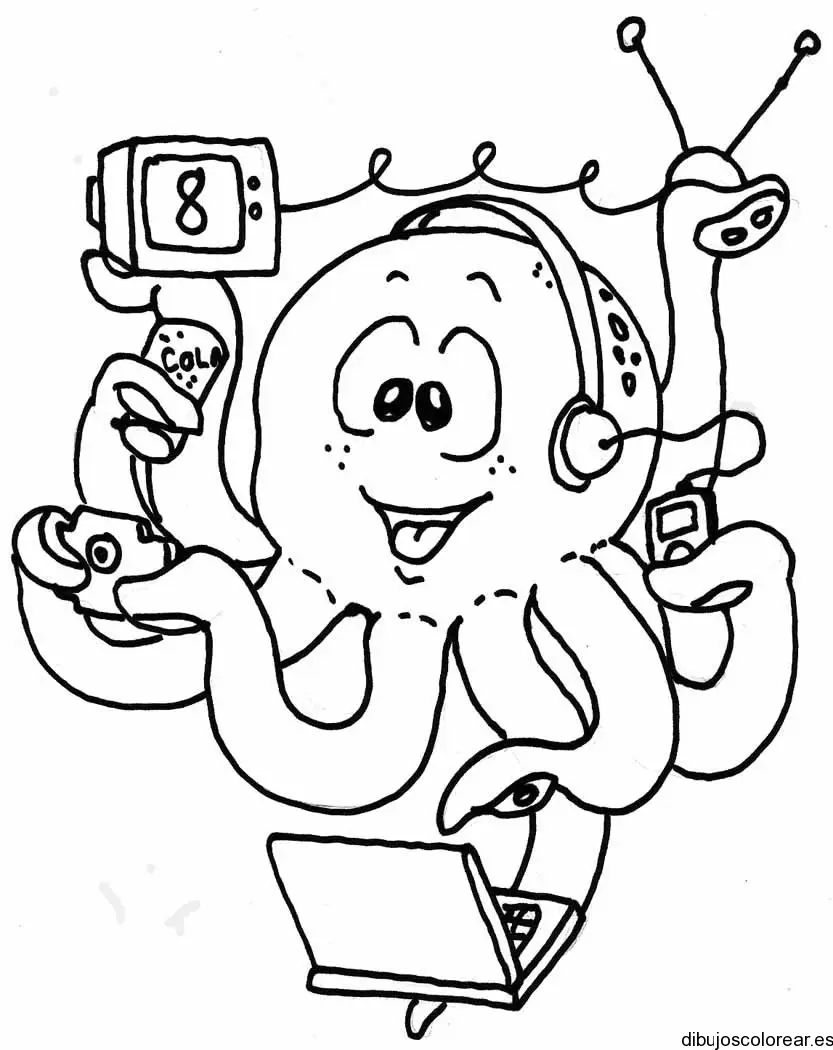 Dibujo del número 8 con un pulpo
