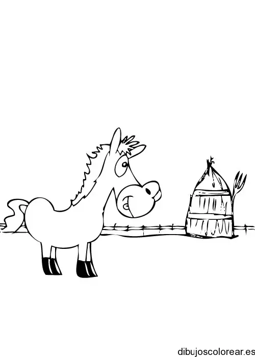 Dibujo de un caballo y una choza
