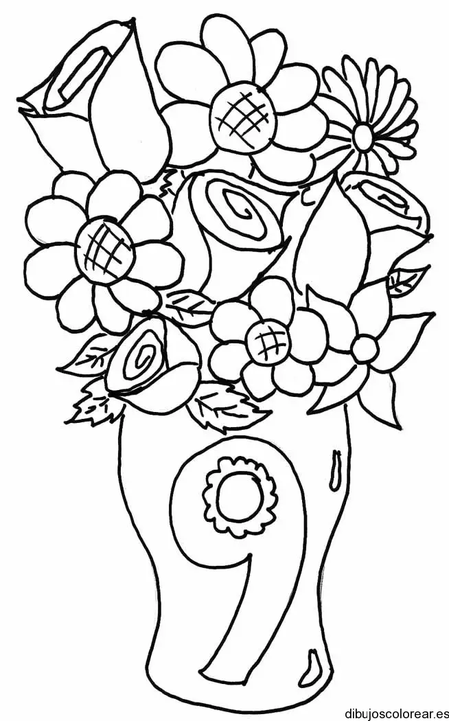 Dibujo del número 9 en un florero