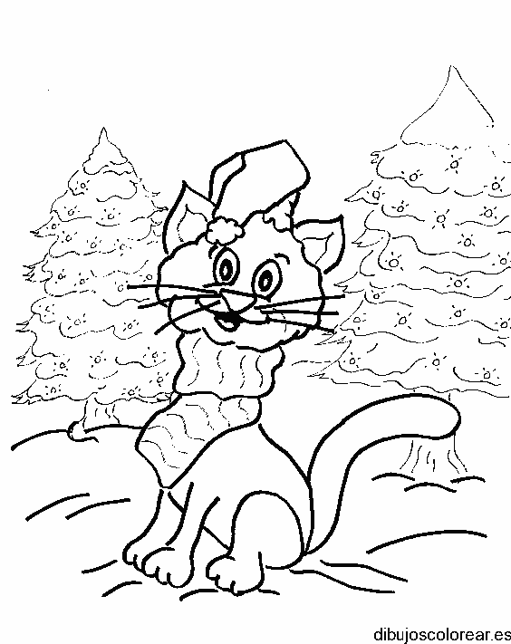 Dibujo de un gato con gorro