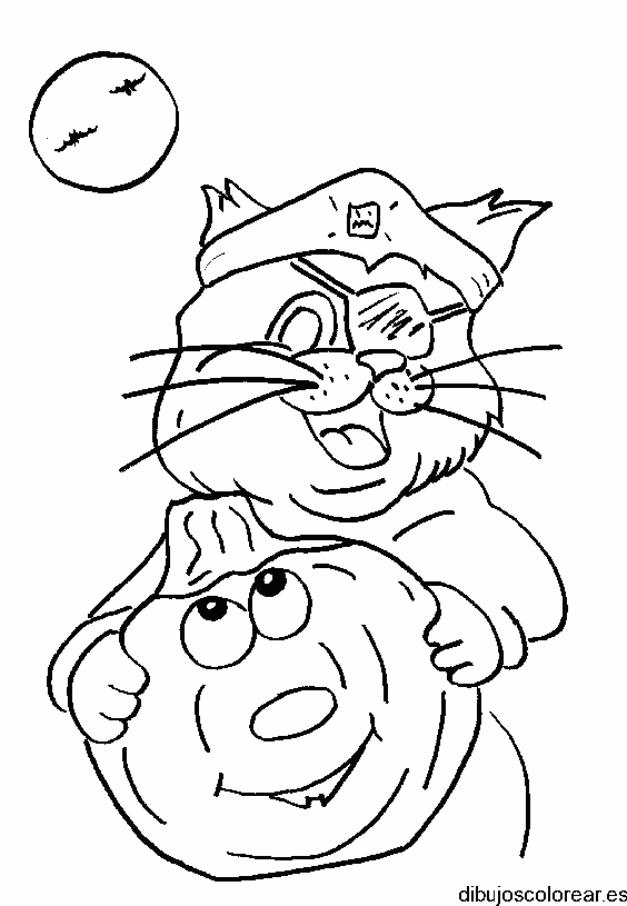 Dibujo de un gato disfrazado en Halloween 