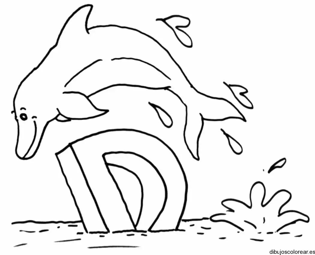 Dibujo de la letra D con delfines