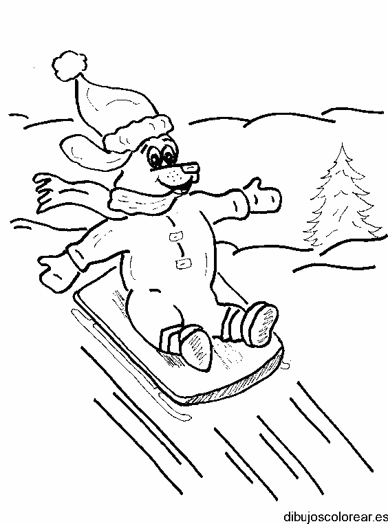 Dibujo de un perro en la nieve