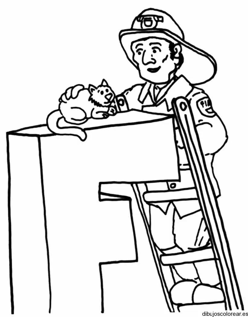 Dibujo de la letra F con un bombero