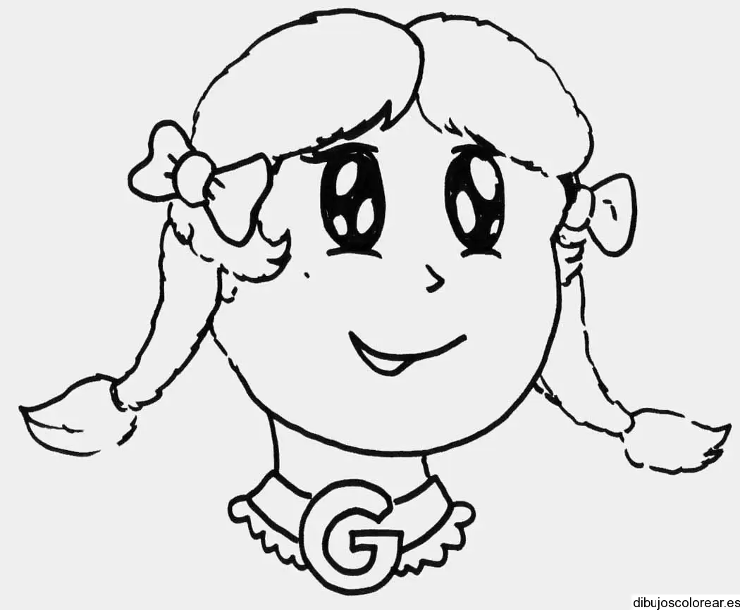 Dibujo de la letra G con una niña