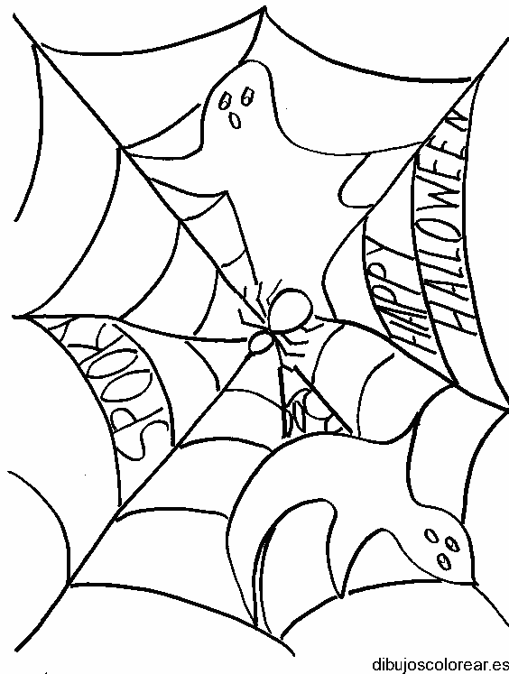 Dibujo de un par de fantasmas en una telaraña 