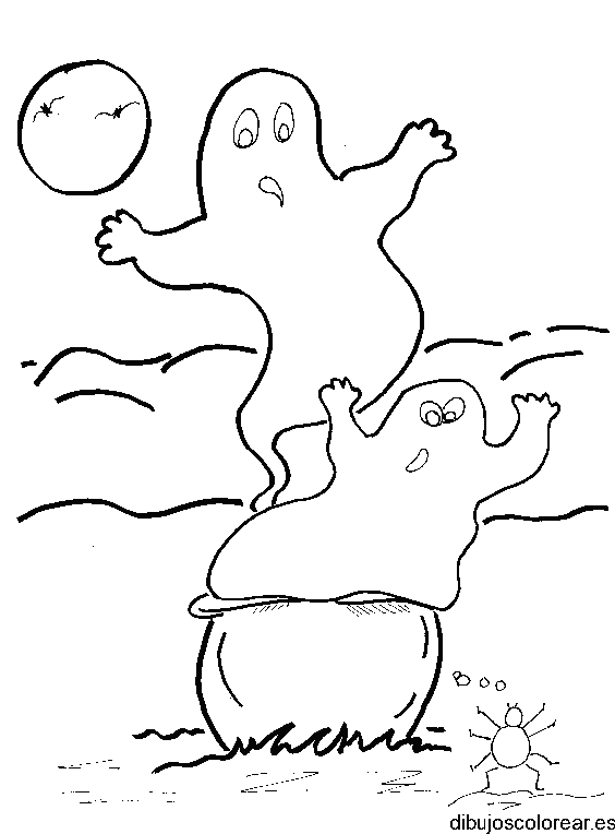 Dibujo de una pareja de fantasmas en Halloween 