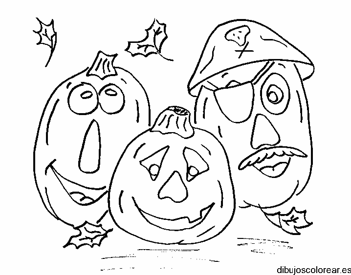 Dibujo de un grupo de calabazas en halloween 