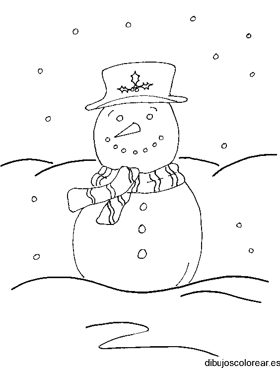 Dibujo de un hombre de nieve bajo la ventisca