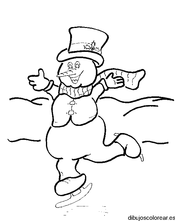 Dibujo de un hombre de nieve patinando