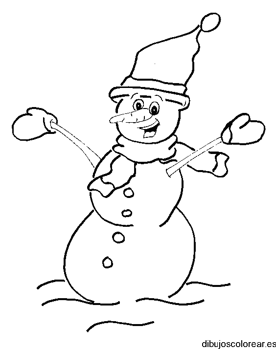 Dibujo de un hombre de  nieve sonriendo