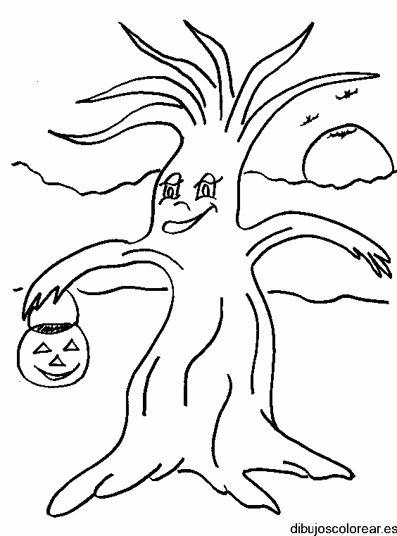 Dibujo de un árbol sonriente 