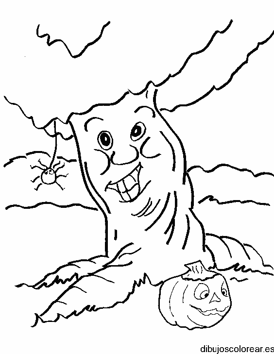 Dibujo de un árbol en Halloween 