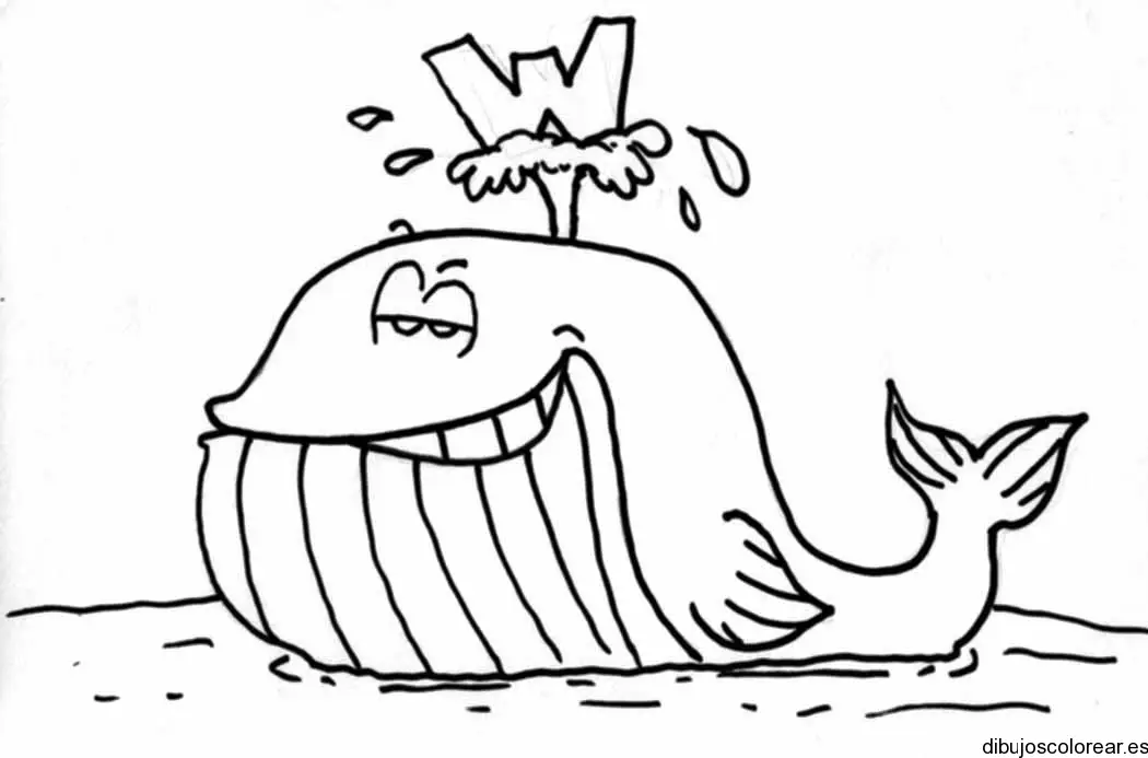 Dibujo de la letra W y una ballena