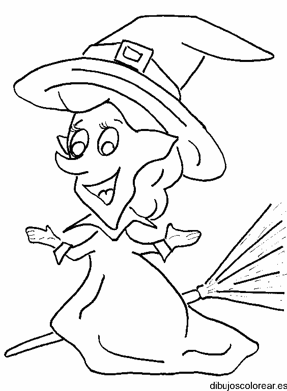Dibujo de una pequeña bruja volando 