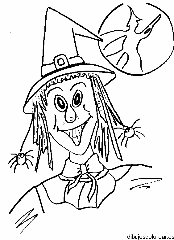 Dibujo de una un sonriente bruja 