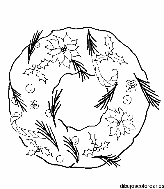 Dibujo de una gran corona navideña